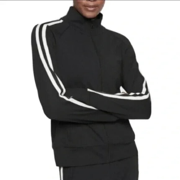 Athleta Jackets & Blazers - Athleta Circa Track Jacket Medium Stripe Full Zip Pockets Recycled Materials